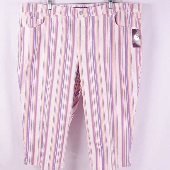 Gloria Vanderbilt Amanda Purple & Pink Striped Capri Jeans Plus Size 22W NWT - Picture 2 of 7